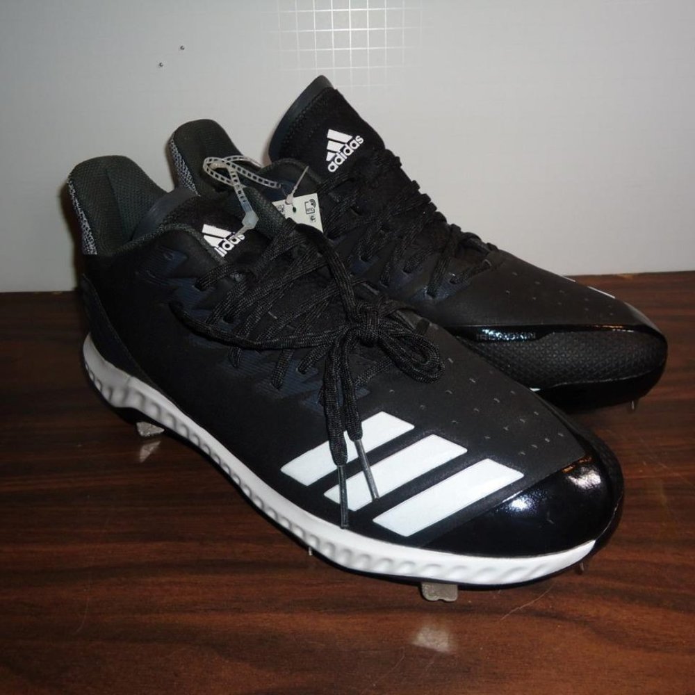 NEW WITH TAGS! ADIDAS ICON BOUNCE MENS BASEBALL CLEATS SIZE 13 BLACK & WHITE